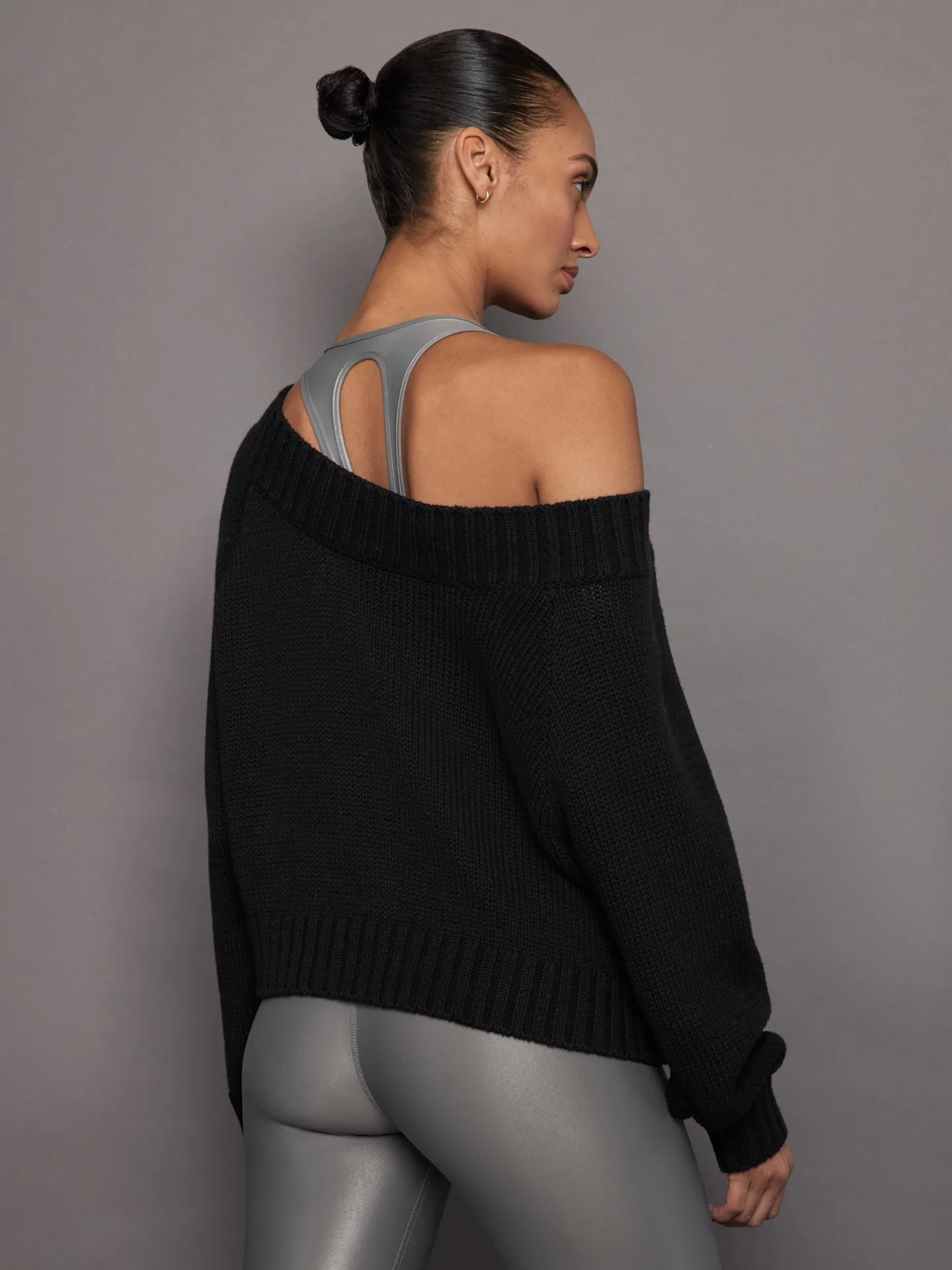 Slouchy Knit Sweater - Black