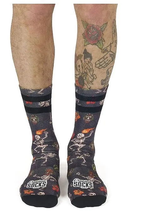 socks American Socks Signature Mid High - Dancing Skeletons