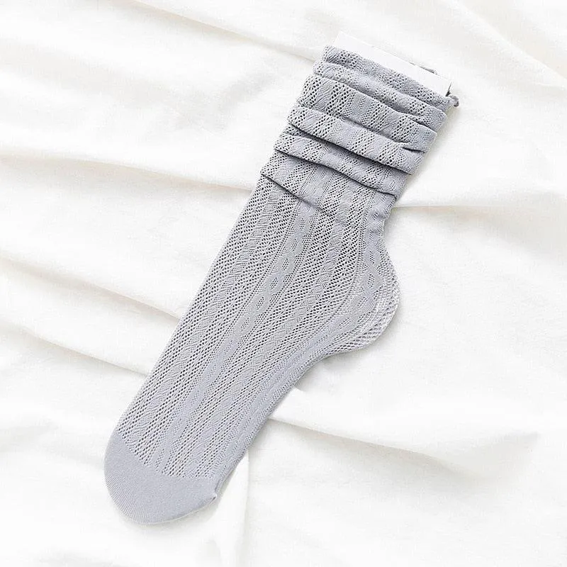 Solid Hollow Out Women Soft Cute Long Socks