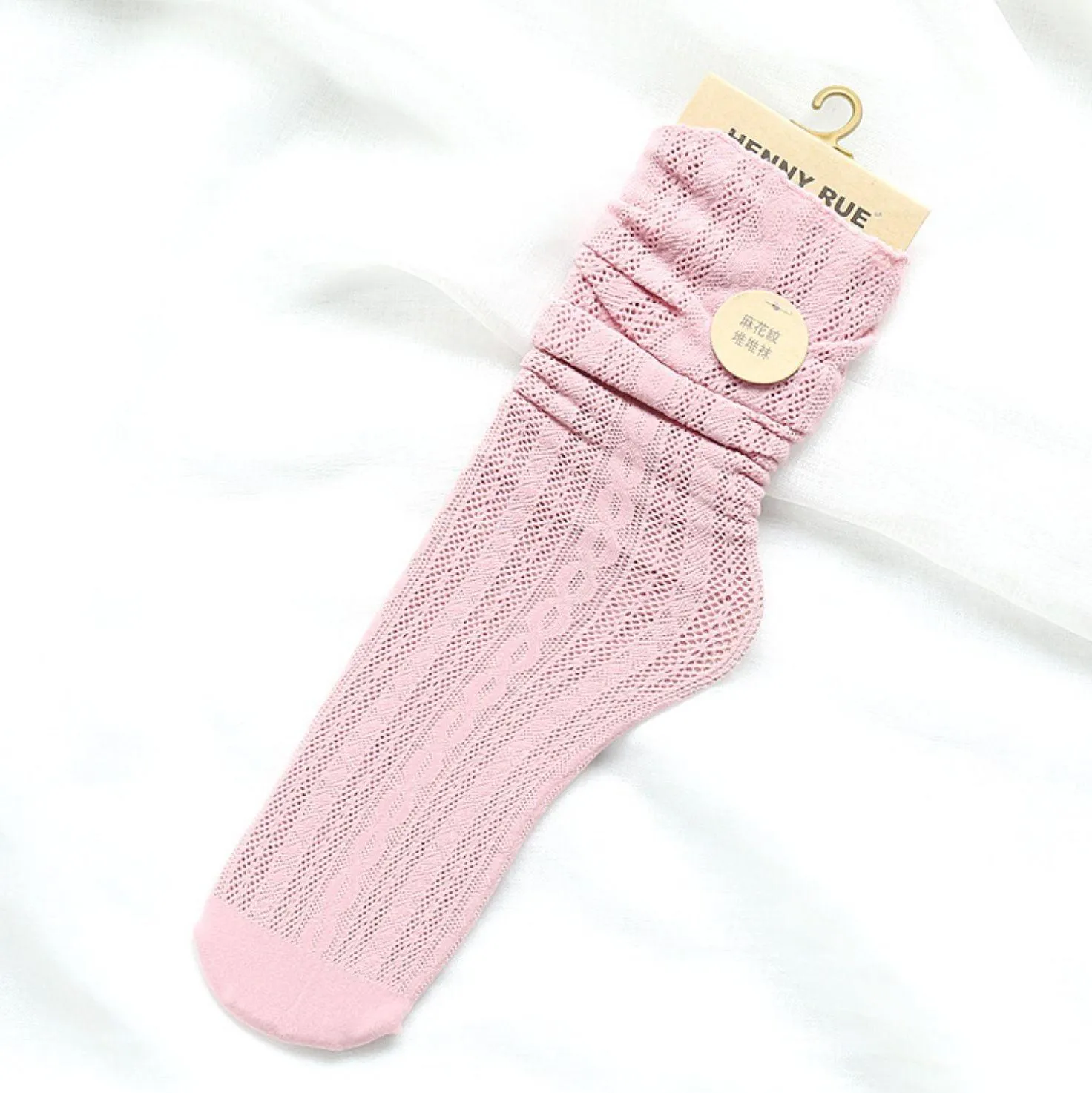 Solid Hollow Out Women Soft Cute Long Socks