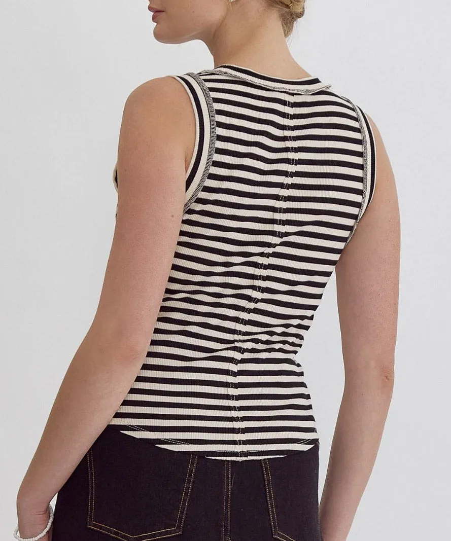 Stripe Tank Top - Black