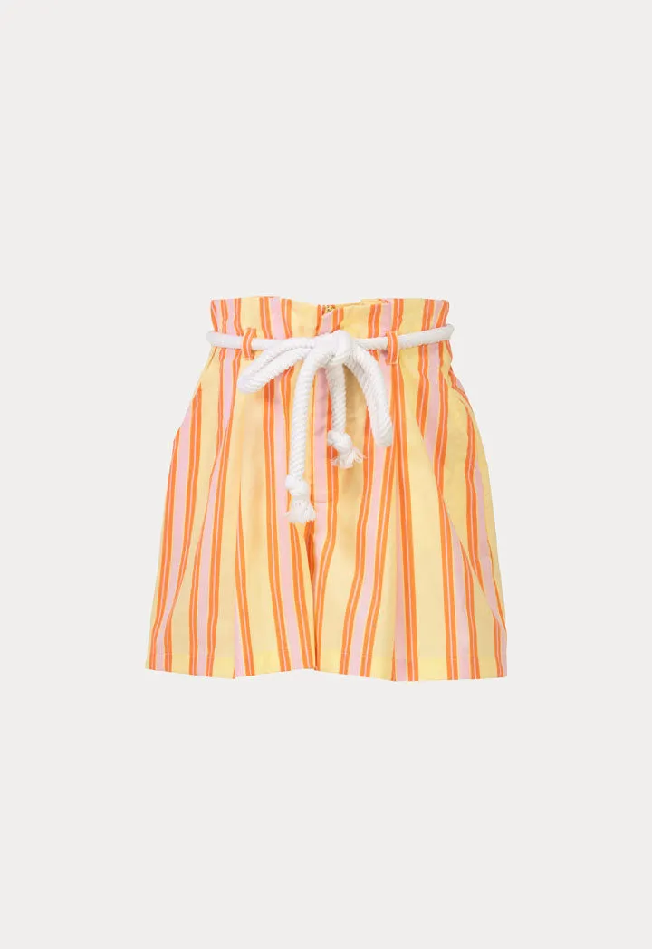 Striped Colorful High Waist Shorts With Robe Belt