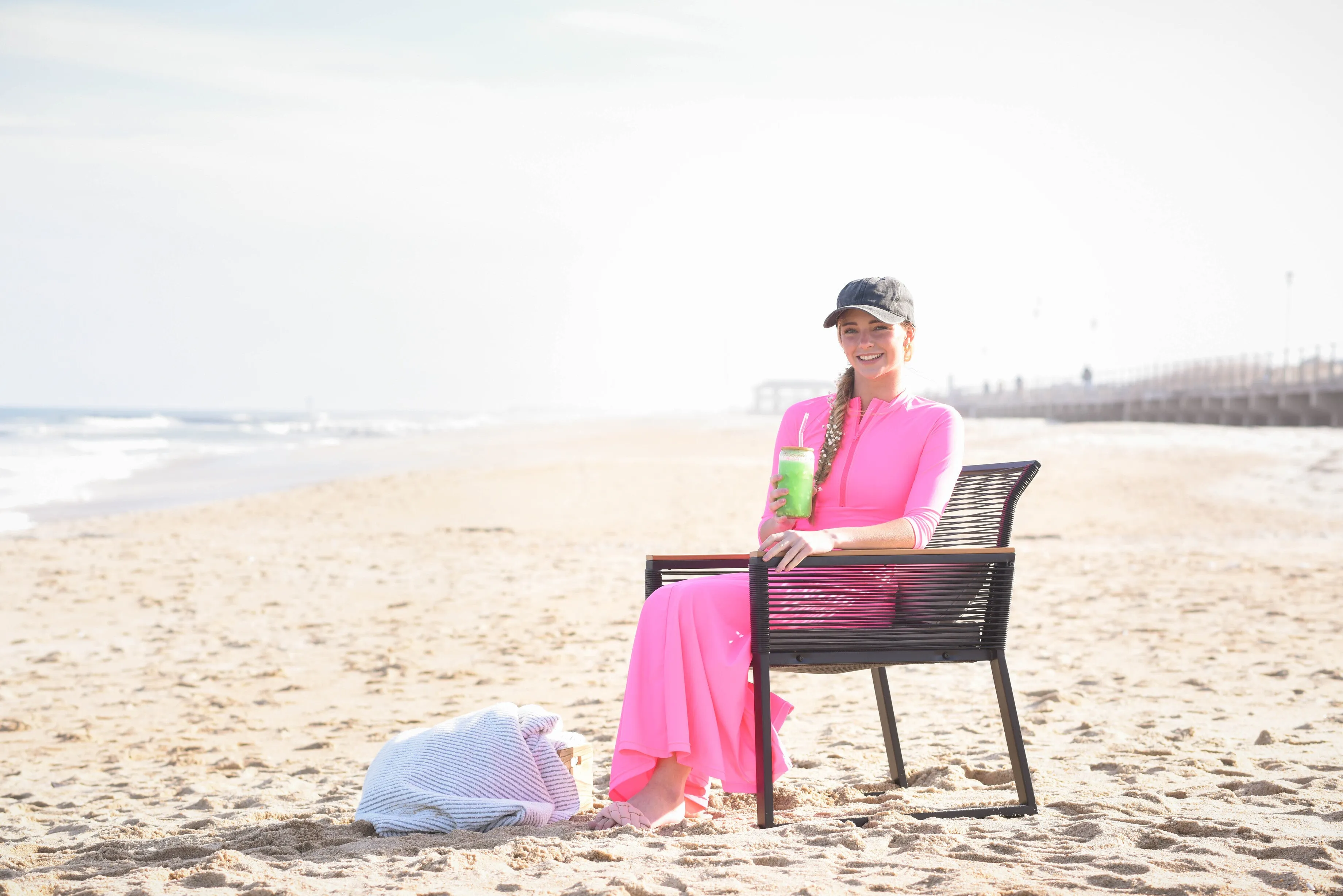 Swimwear Top/Skirt long Set-Hot Pink