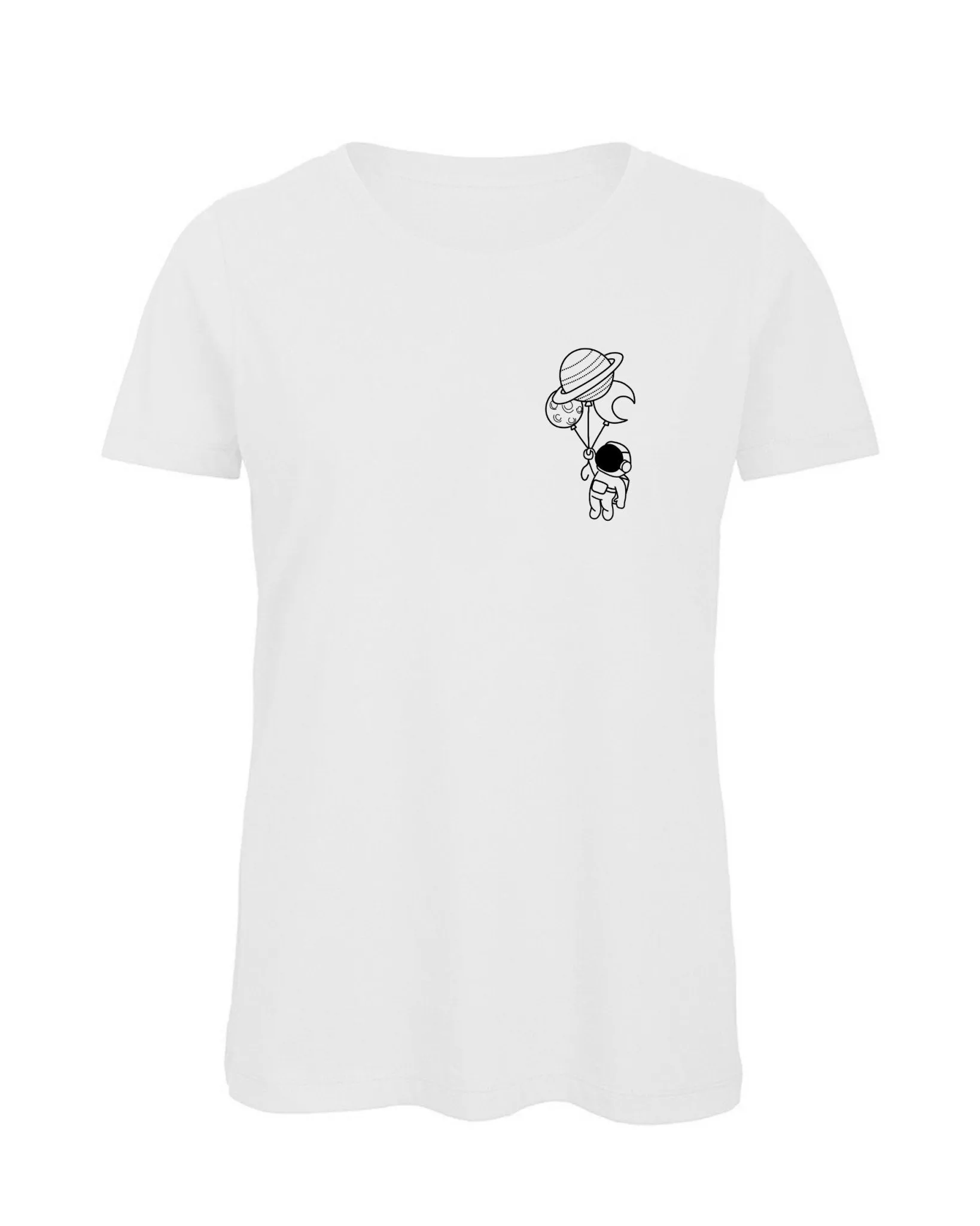 T-shirt bianca con ricamo Astronauta