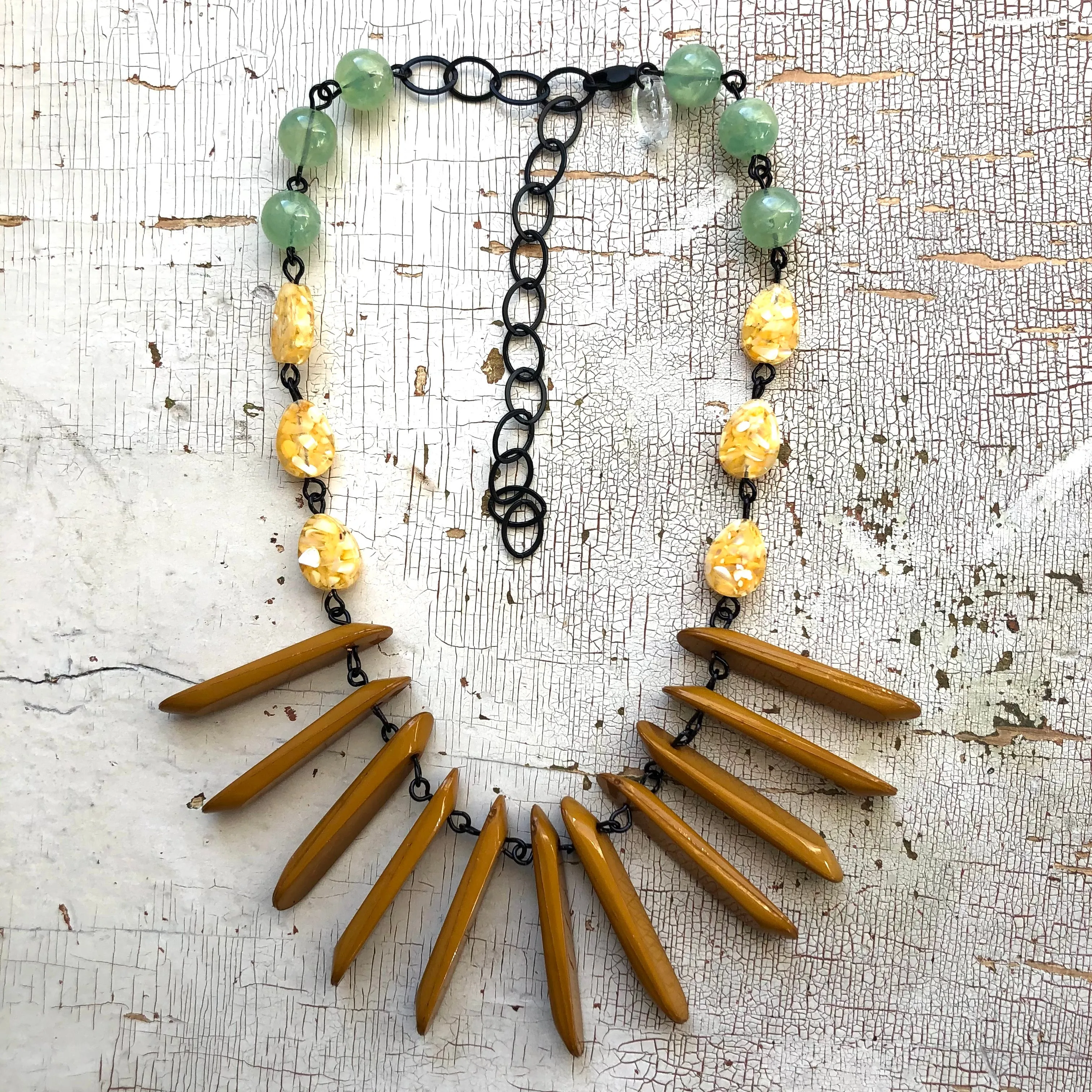 Terra Firma Spike Collar Beaded Amelia Necklace