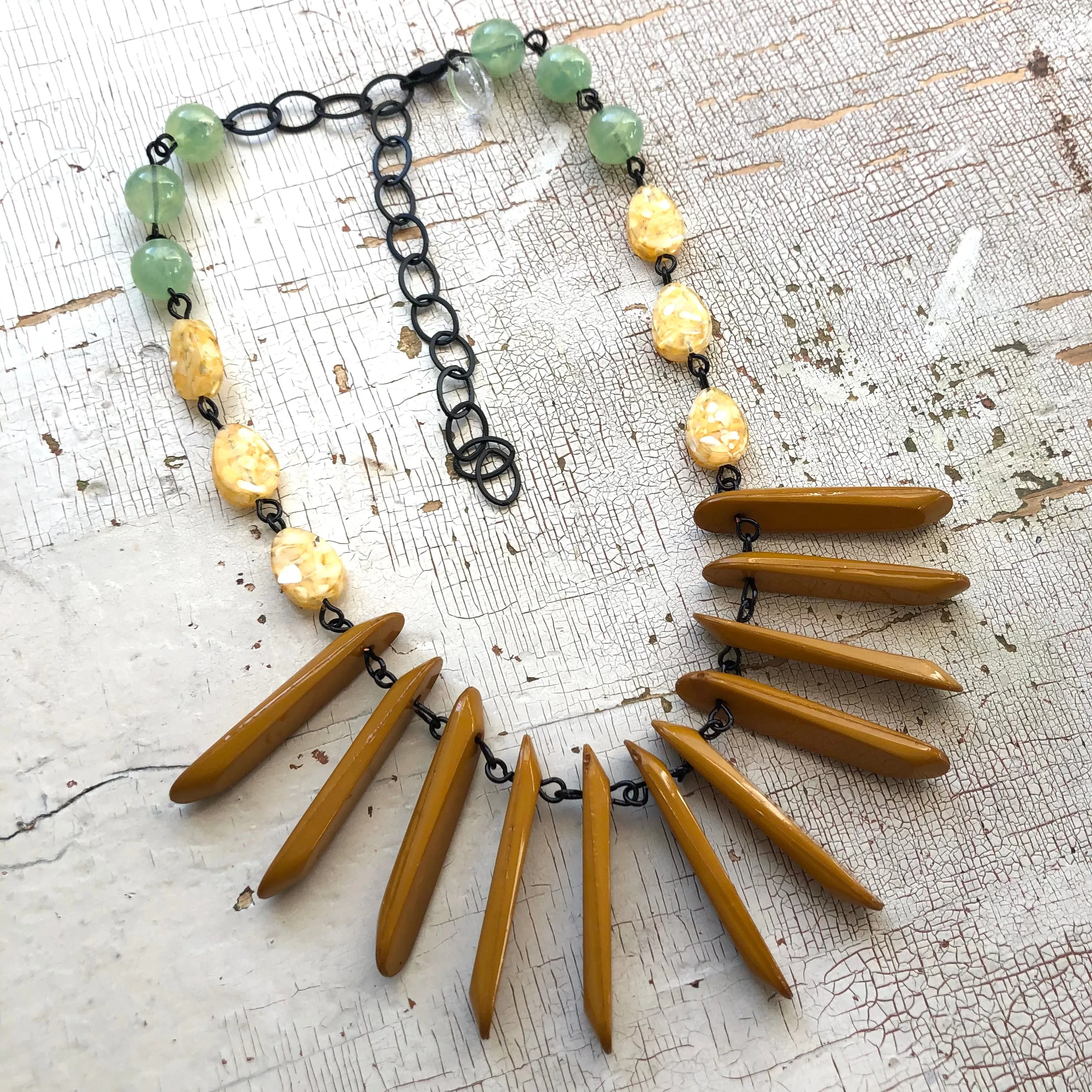 Terra Firma Spike Collar Beaded Amelia Necklace