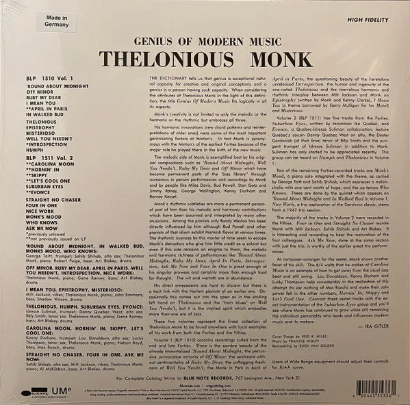 Thelonious Monk ~ Genius Of Modern Music (Volume One)