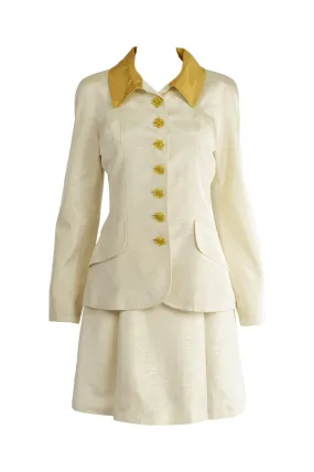 Vintage Cream & Gold Lamé Faille Suit, 1990s