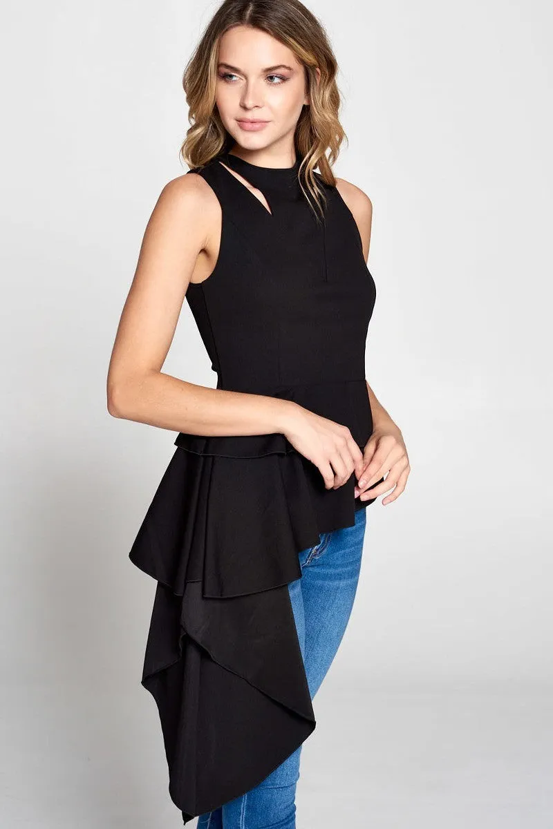 Viola Asymmetric One-Sided Drape Sleeveless Top