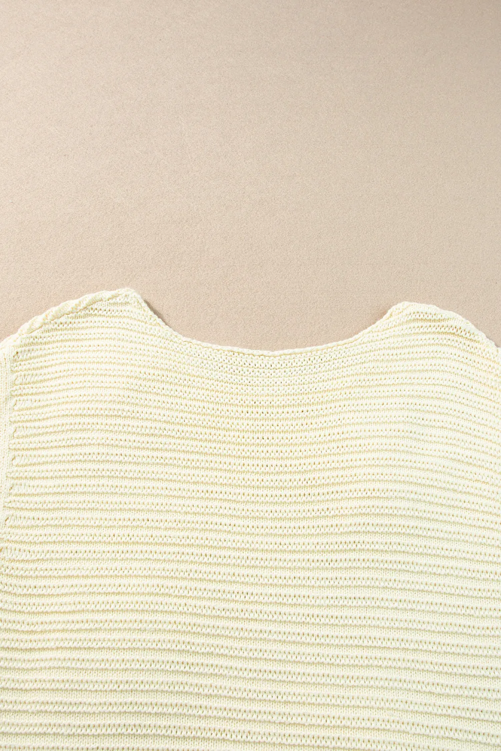 White Flower Crochet Round Neck Knitted Top