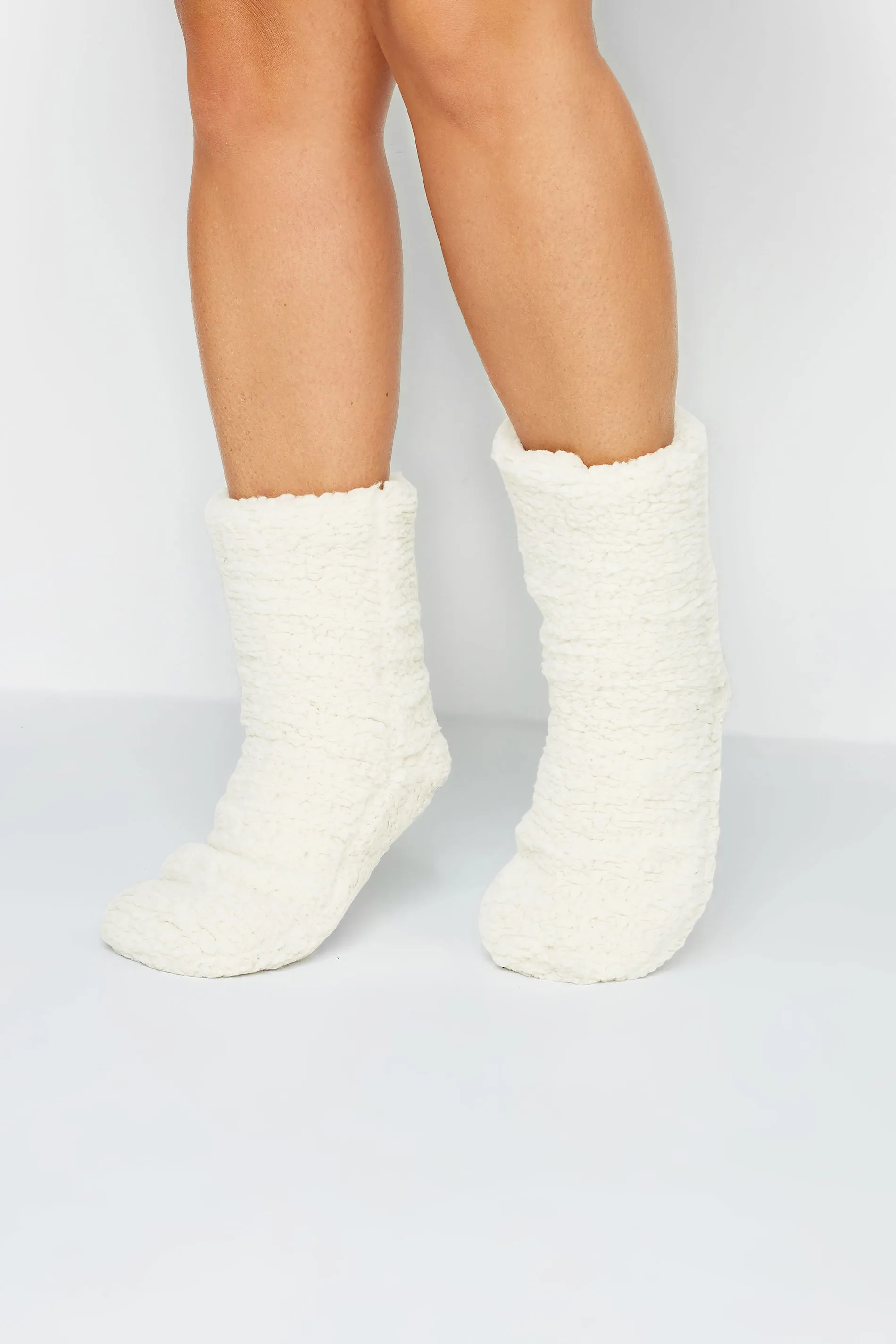 White Fluffy Slipper Socks