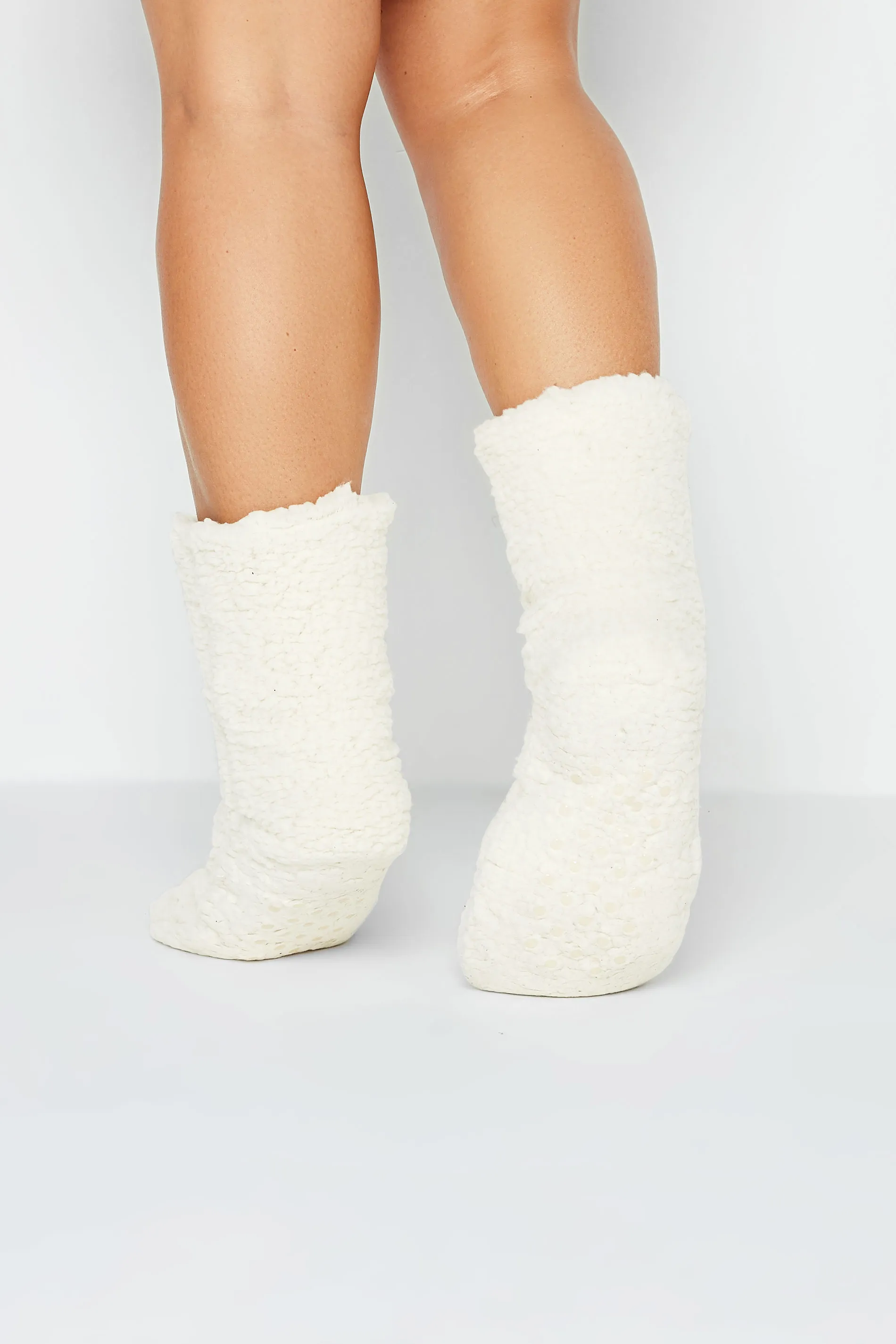 White Fluffy Slipper Socks