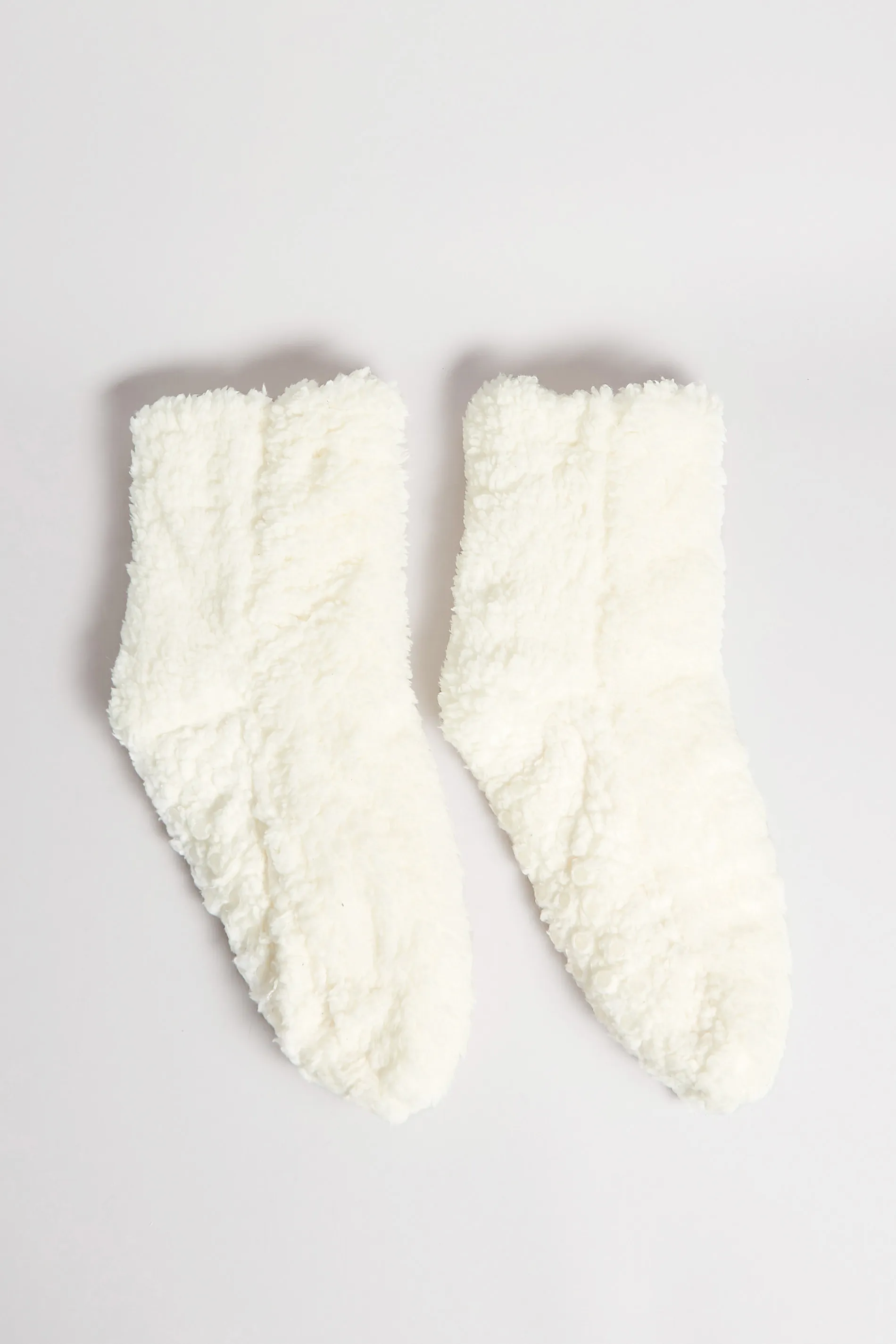 White Fluffy Slipper Socks