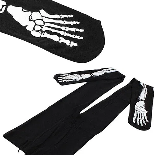 Women Girls Black Cotton Sexy Punk Soft Fancy Trendy Skeleton Bone 3D Printed Pants Leggings Leggings SM6