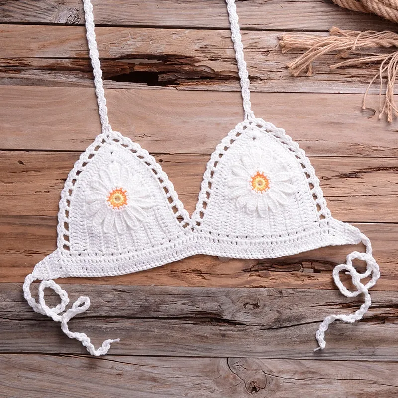 Women's Cotton Single-Layer Handmade Crochet Two-Piece Swimwear