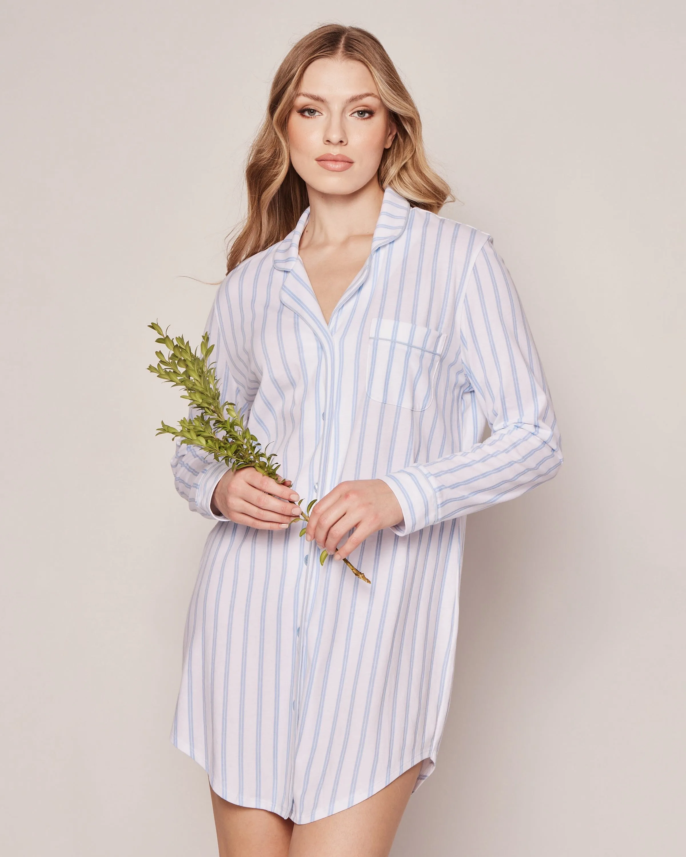 Women's Pima Nightshirt | Periwinkle Stripe