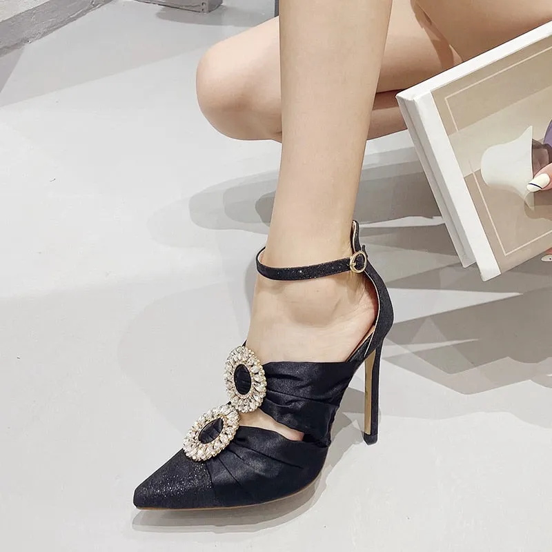 Women's Summer Pointed Toe Buckle Strap Wedding Hi-Heel Pumps