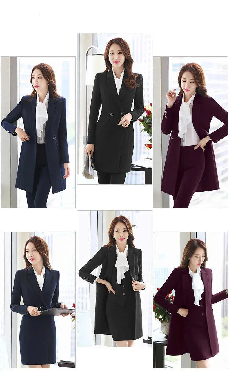 Women's Winter Formal Business Style Work Wear Vest and Pants 2pc Suit Set